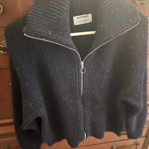 Old Navy Women's Navy Zip-Up Sweater